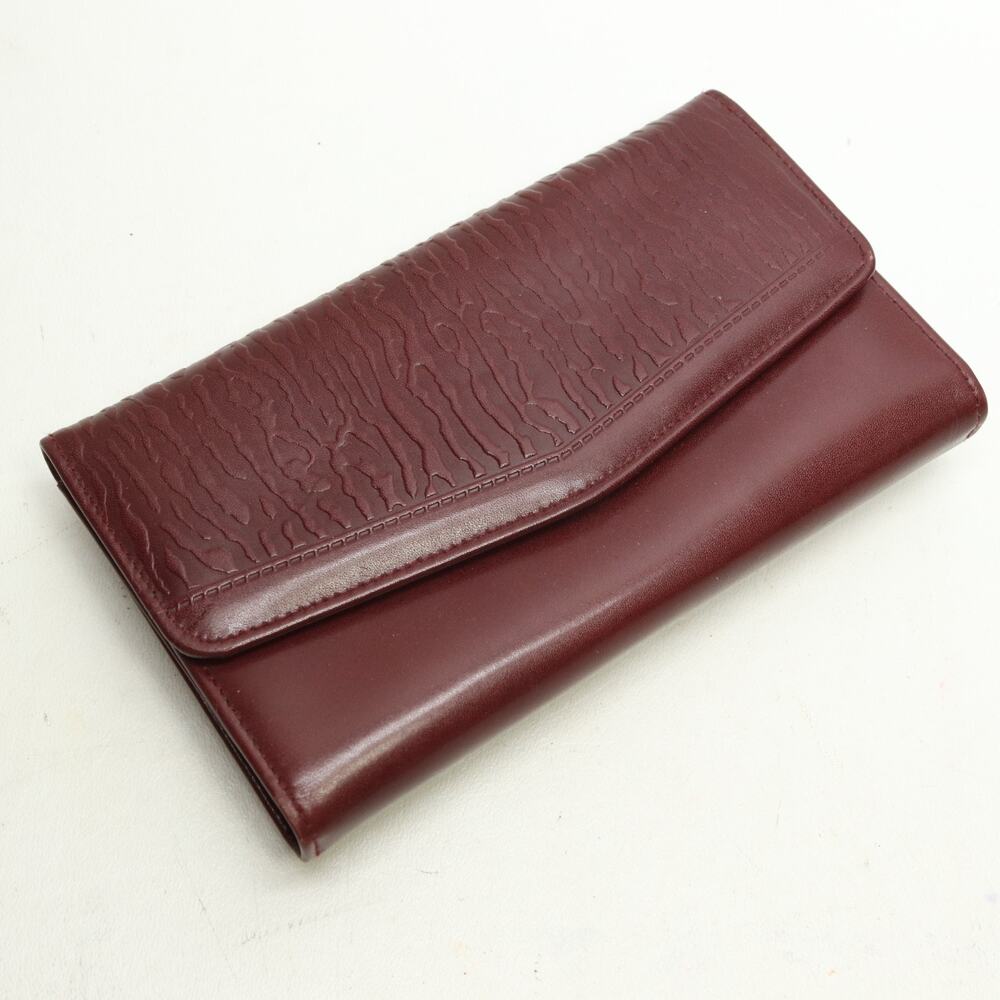 Princess Gardner Leather Clutch Wallet Oxblood Embossed Trifold ID Credit Cards